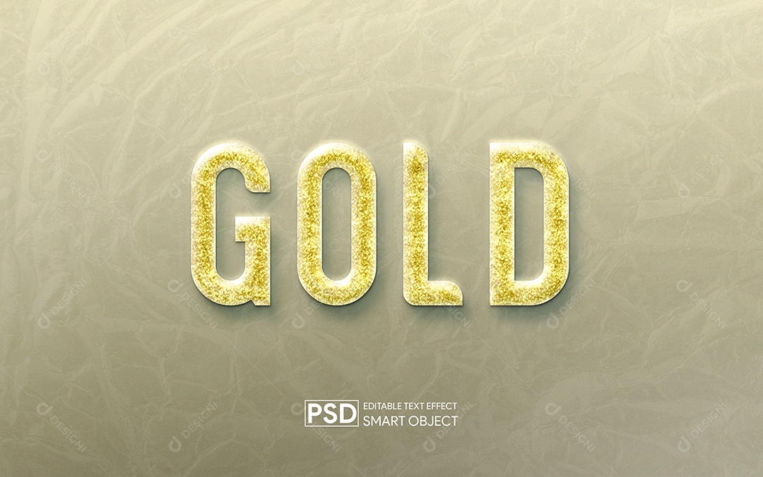 Efeito de Texto 3D Gold PSD Editável