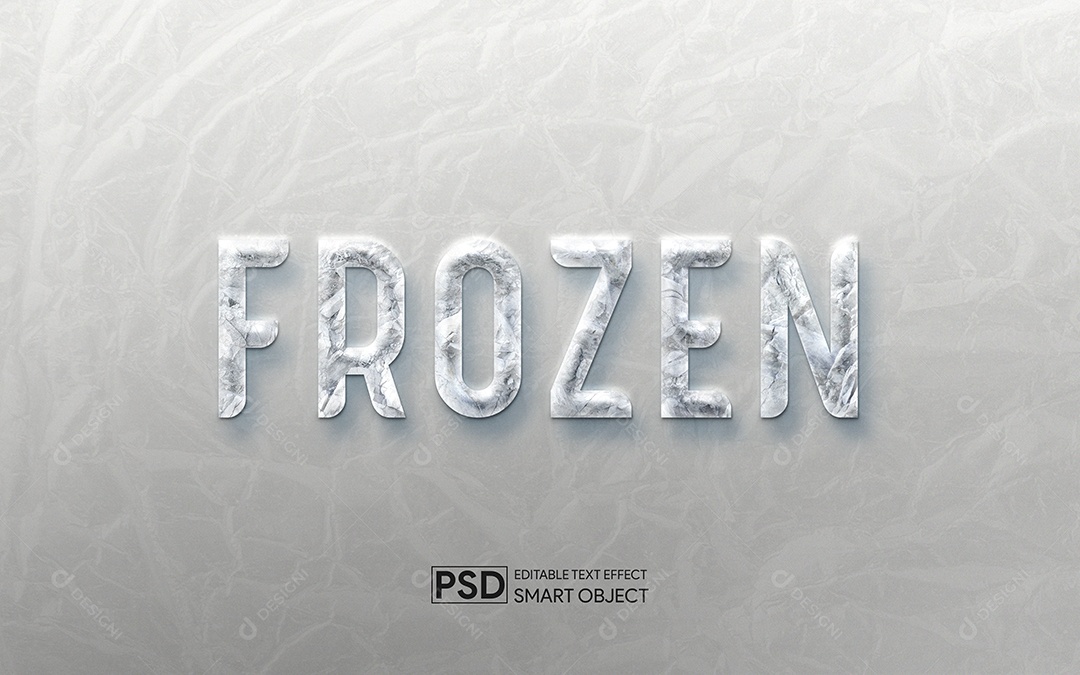 Efeito de Texto 3D Frozen PSD Editável
