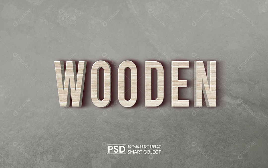 Efeito de Texto 3D Wooden PSD Editável