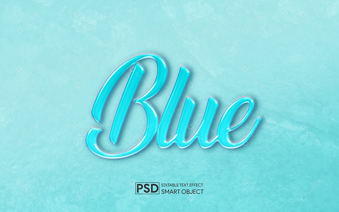 Efeito de Texto 3D Blue PSD Editável