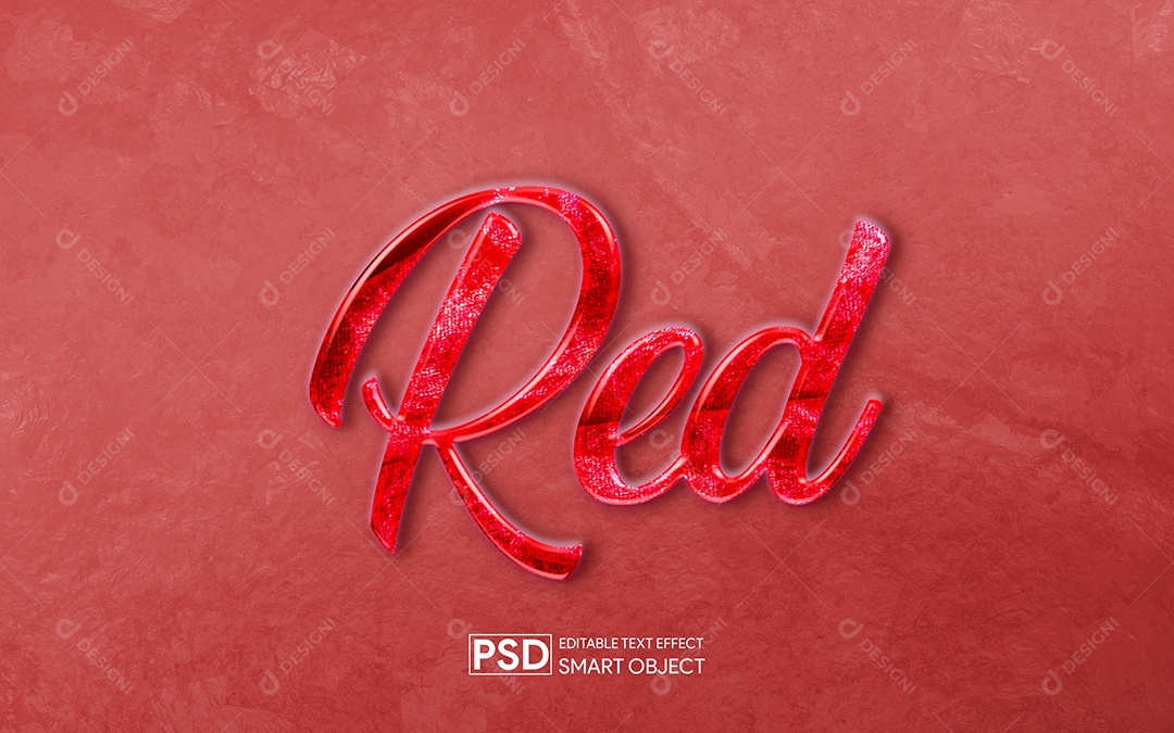 Efeito de Texto 3D Red PSD Editável