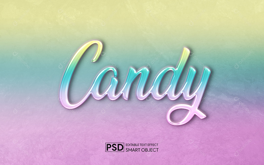Efeito de Texto 3D Candy PSD Editável