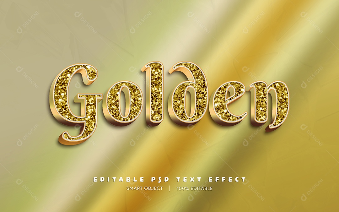 Efeito de Texto 3D Golden PSD Editável