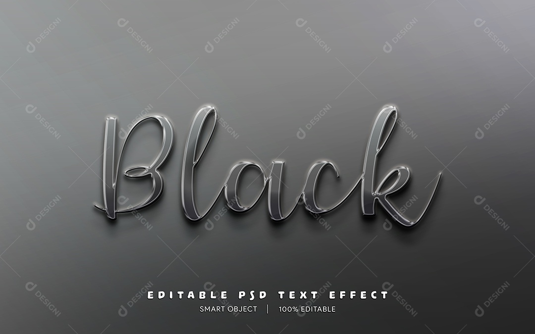 Efeito de Texto 3D Black PSD Editável