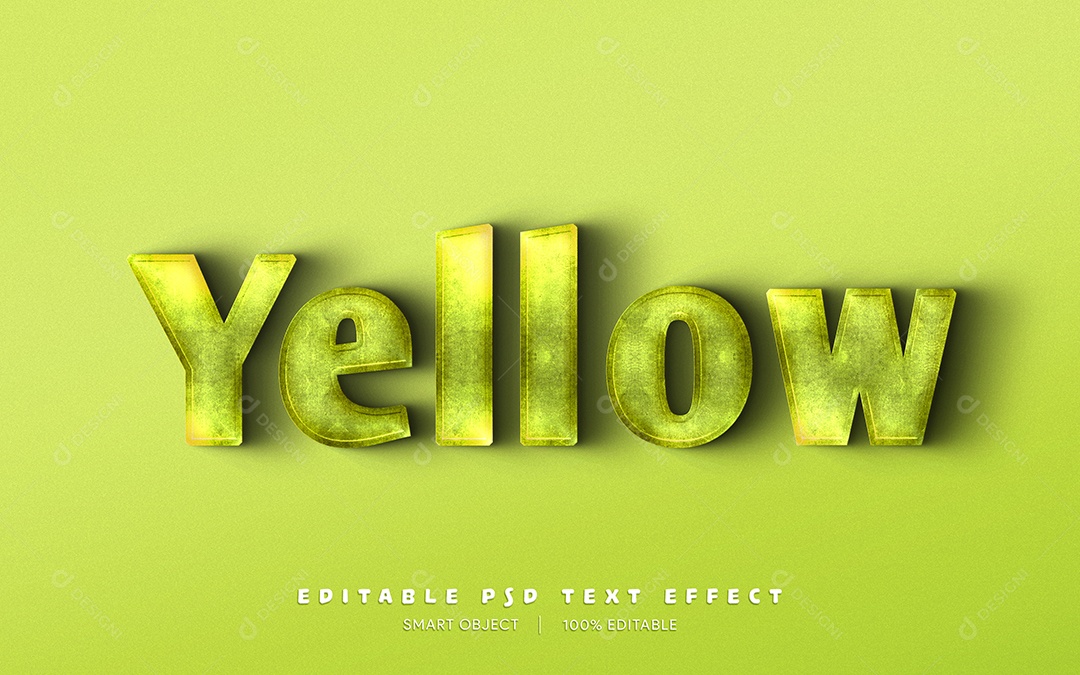 Efeito de Texto 3D Yellow PSD Editável