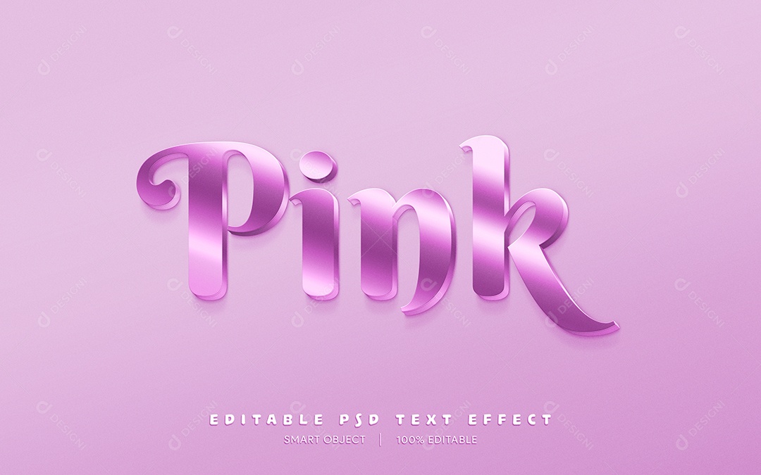 Efeito de Texto 3D Pink PSD Editável