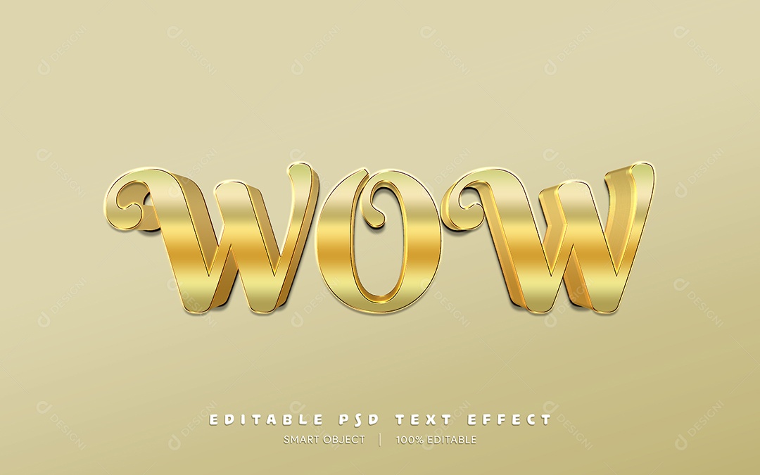 Efeito de Texto 3D Wow PSD Editável