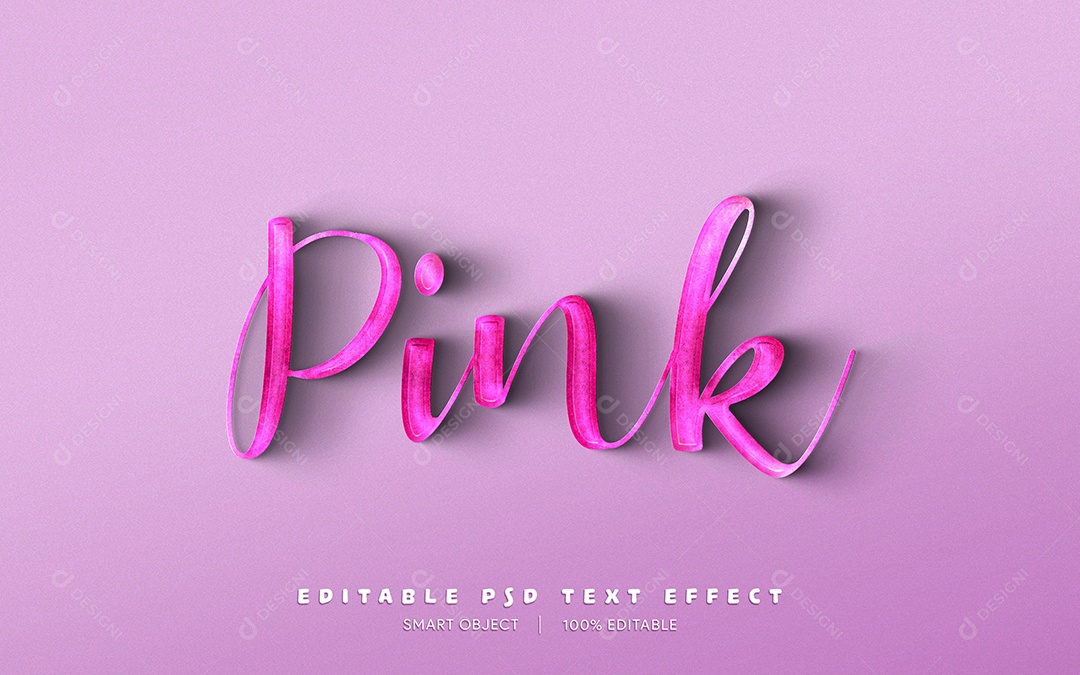 Efeito de Texto 3D Pink PSD Editável
