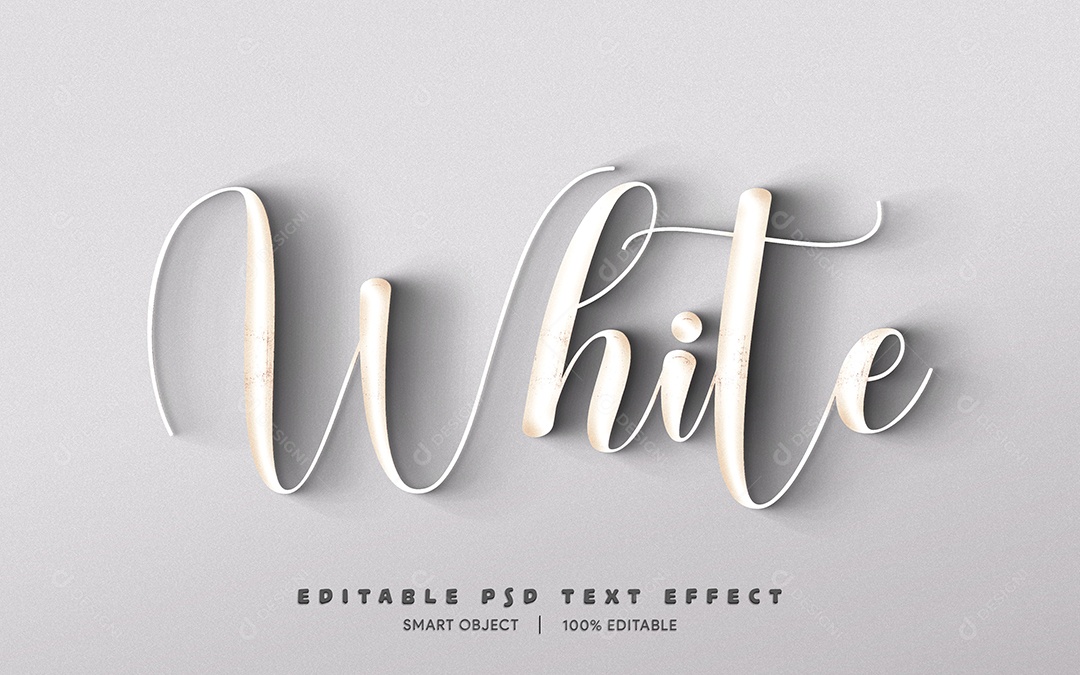 Efeito de Texto 3D White PSD Editável