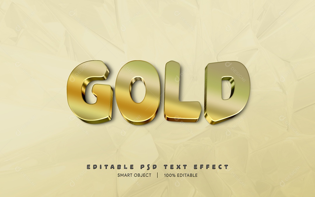Efeito de Texto 3D Gold PSD Editável