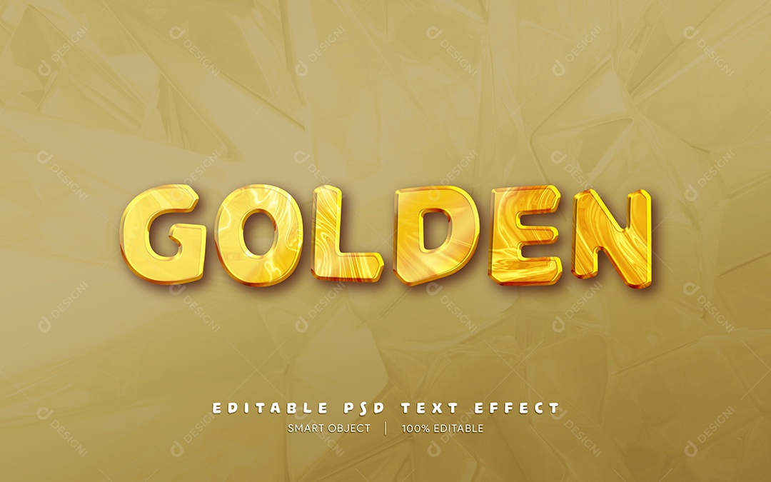 Efeito de Texto 3D Golden PSD Editável
