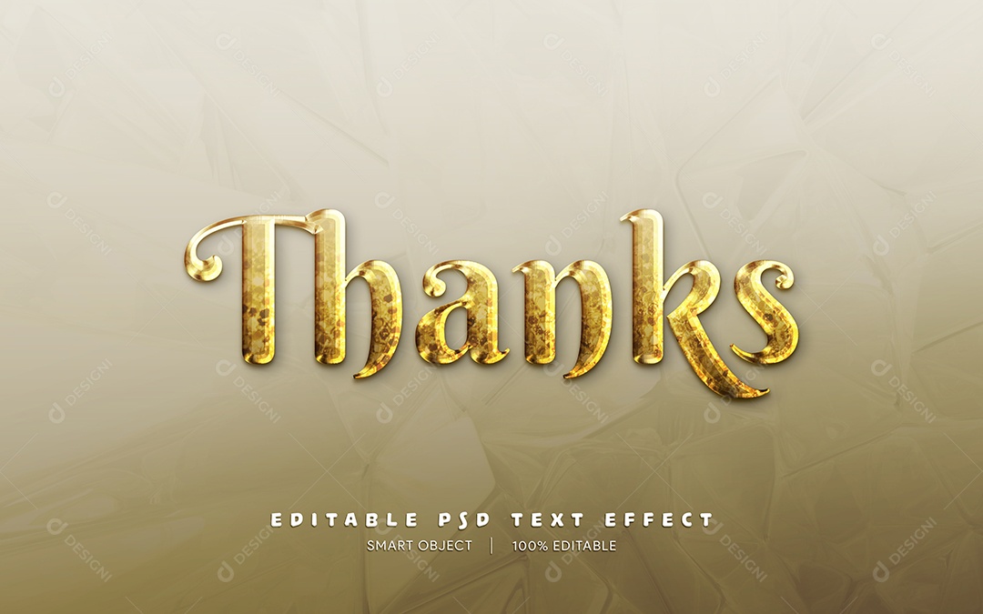 Efeito de Texto 3D Thanks PSD Editável