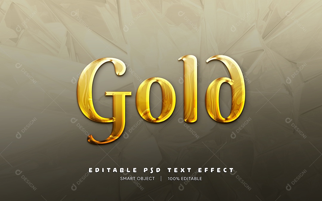 Efeito de Texto 3D Gold PSD Editável