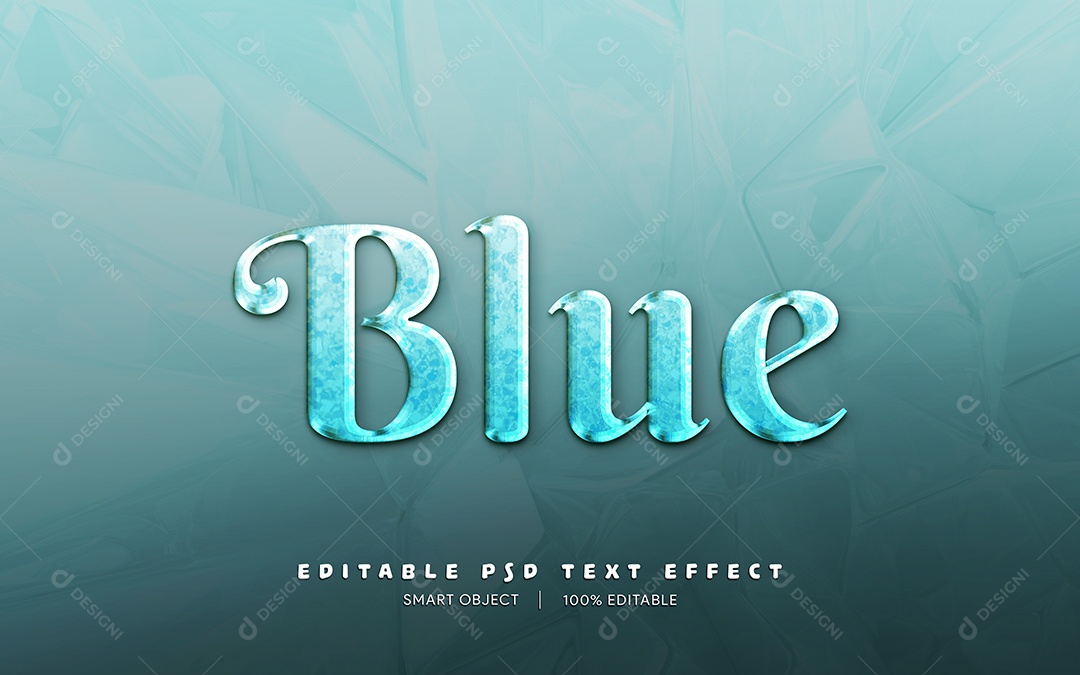 Efeito de Texto 3D Blue PSD Editável
