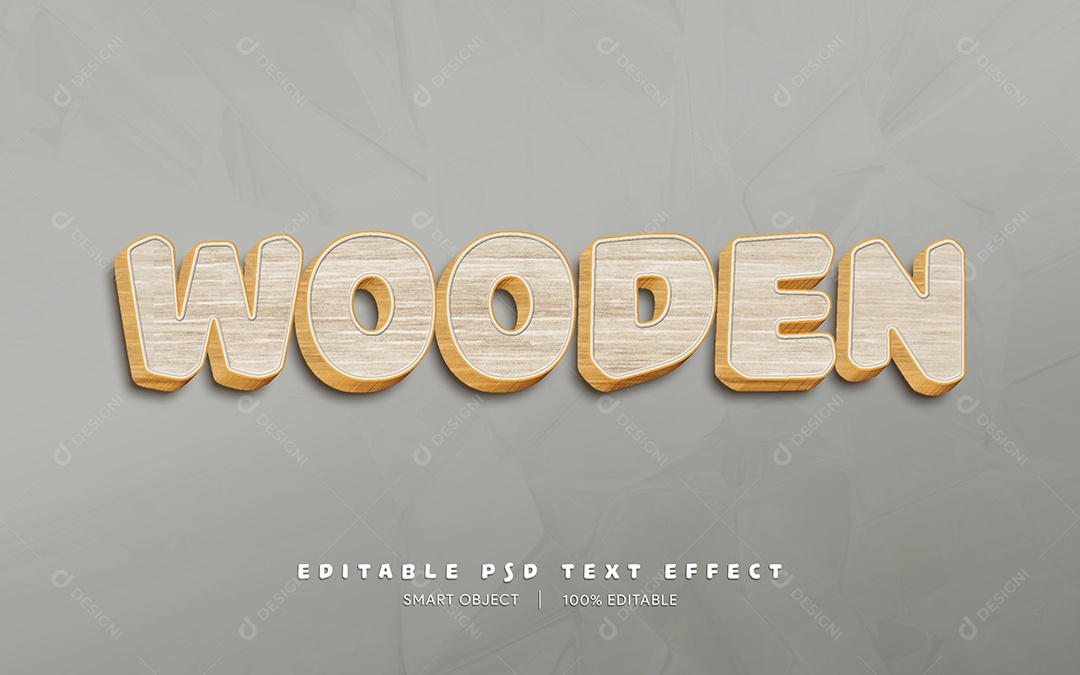 Efeito de Texto 3D Wooden PSD Editável