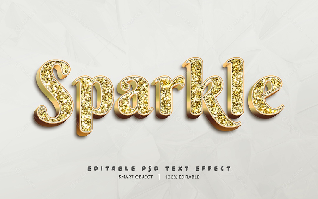 Efeito de Texto 3D Sparkle PSD Editável