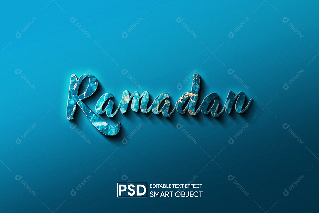 Efeito de Texto 3D Ramadan PSD Editável