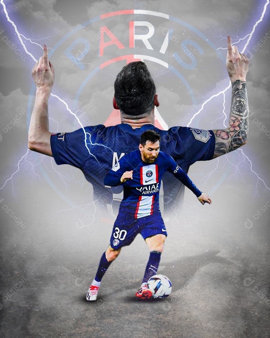 Social Media Jogador Messi Paris Saint Germain PSD Editavel