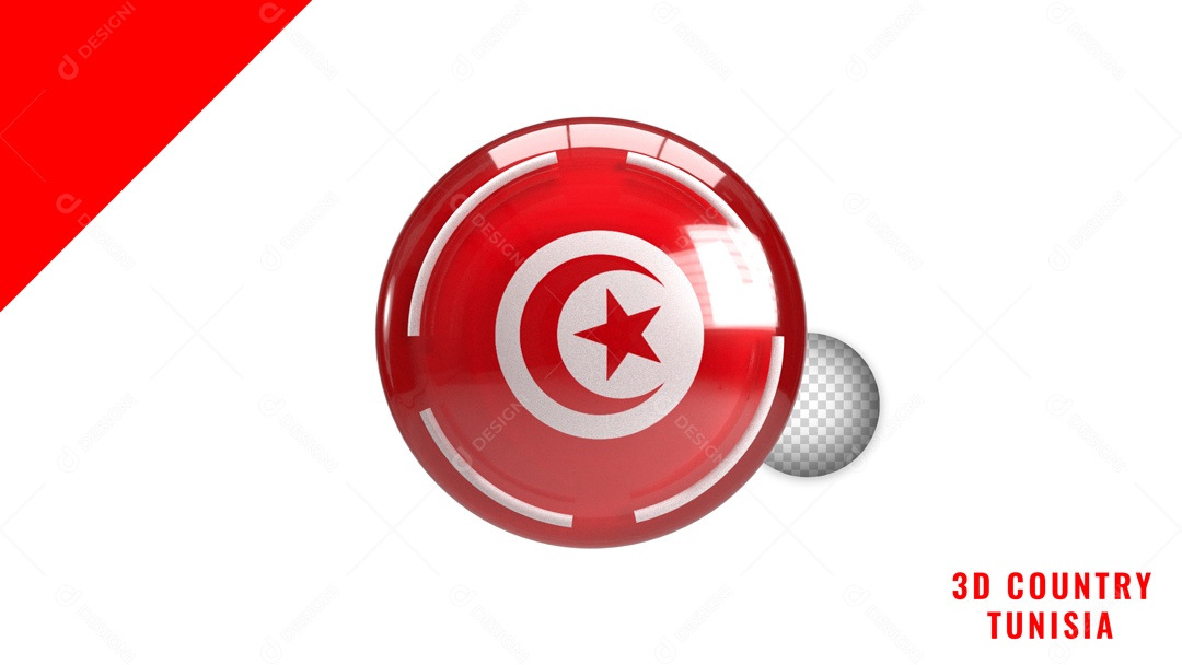 Botão Redondo Tunísia Elemento 3D Para Composição PSD