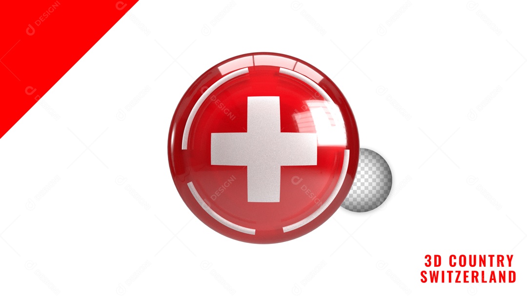 Botão Redondo Suiça Elemento 3D Para Composição PSD