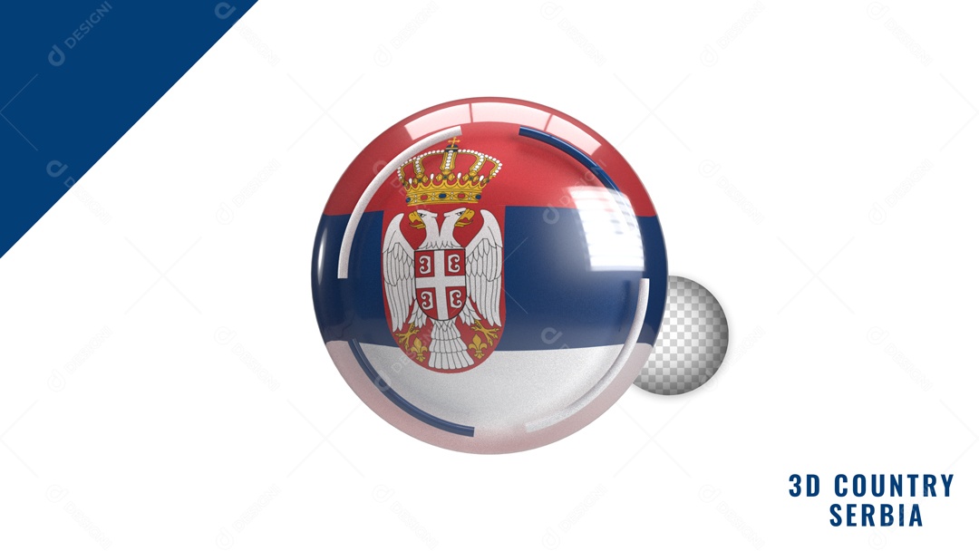 Botão Redondo Sérvia Elemento 3D Para Composição PSD