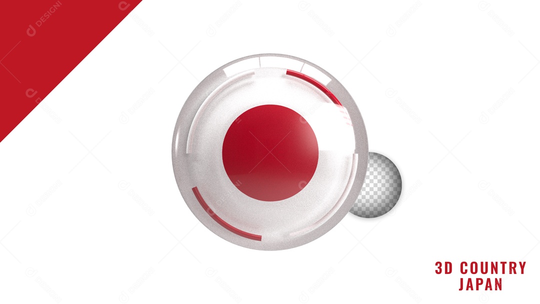 Botão Redondo Japão Elemento 3D Para Composição PSD
