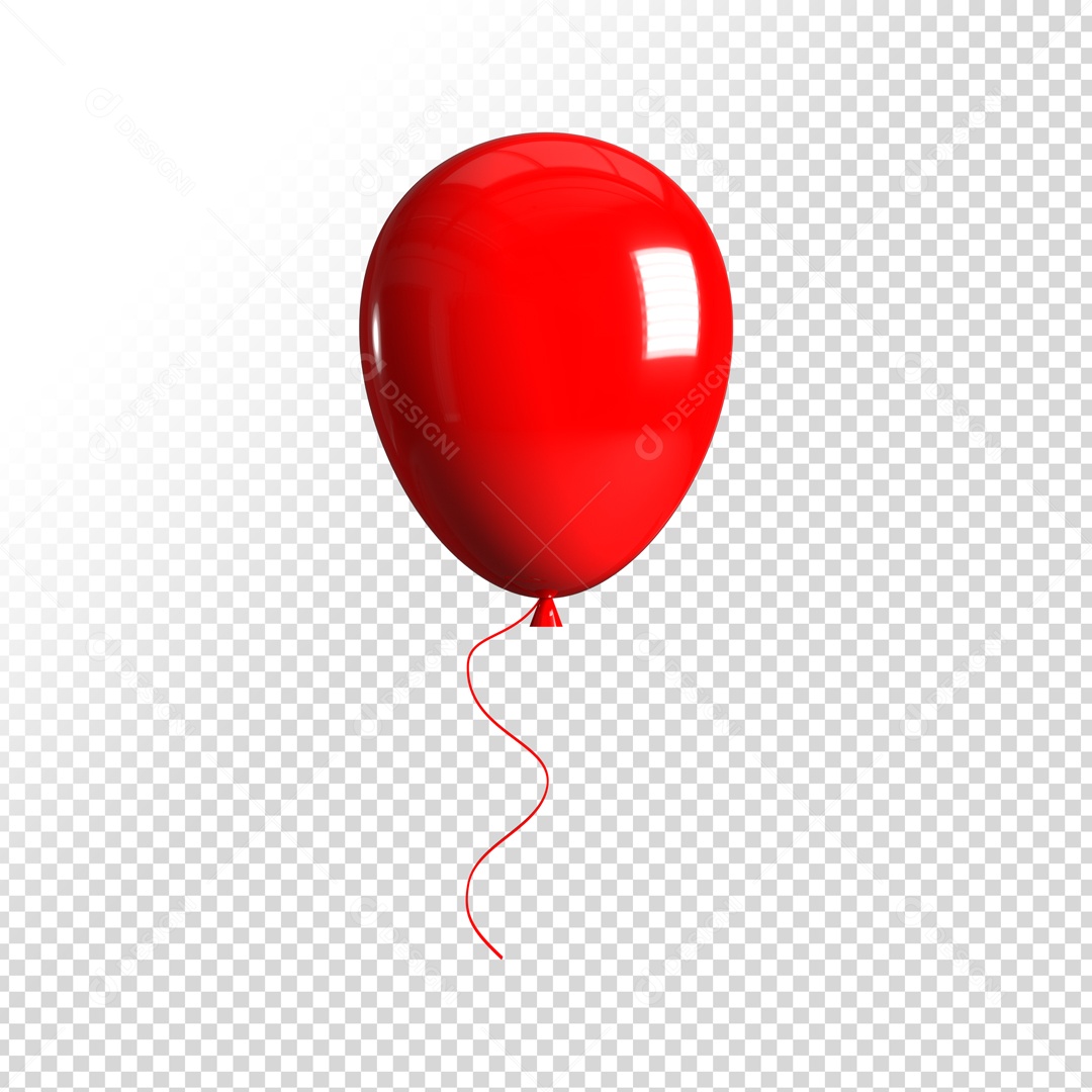 Elemento 3D Balão Vermelho Para Composição PSD