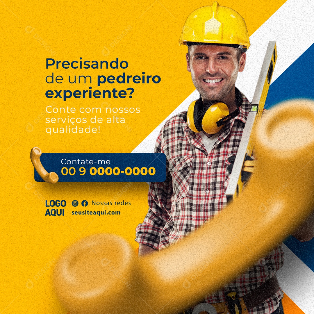 Precisando De Um Pedreiro Experiente Pedreiro Social Media PSD Editável