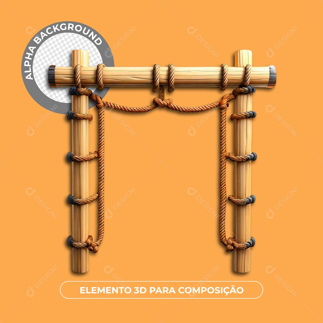 Elemento 3D De Bambu Para Composição PSD