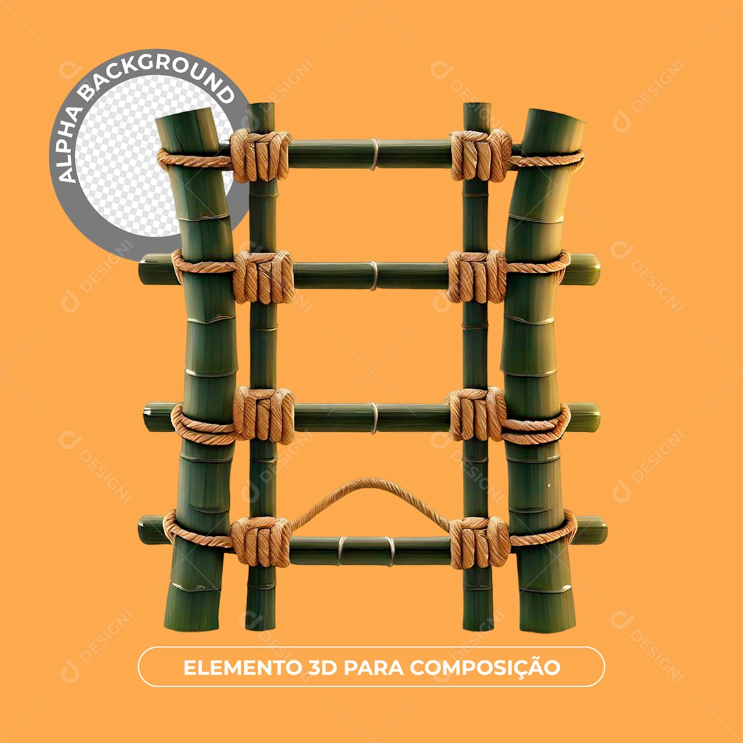 Elemento 3D De Bambu Para Composição PSD