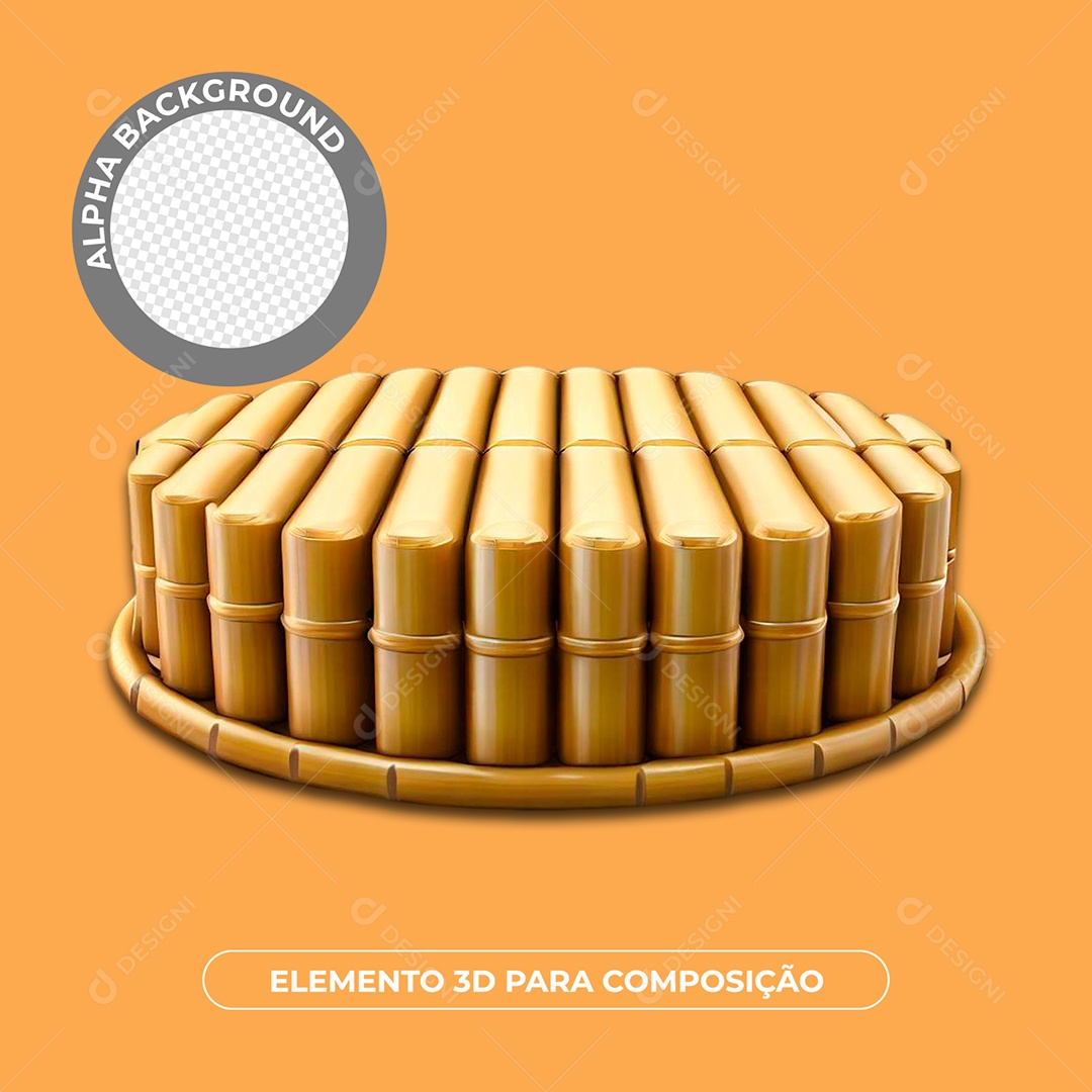 Elemento 3D De Bambu Para Composição PSD