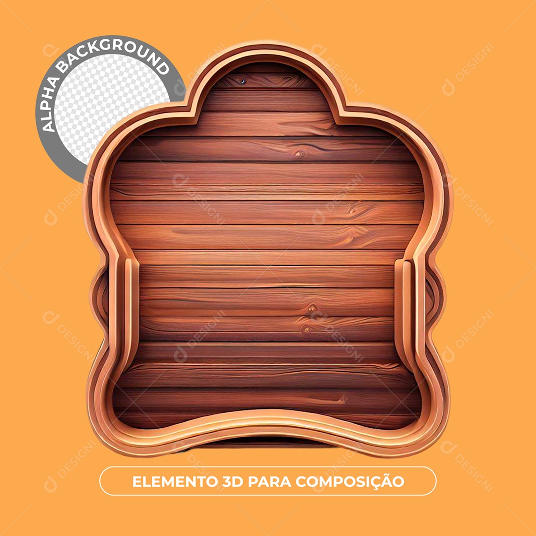 Painel De Madeira 3D Elemento Para Composição PSD