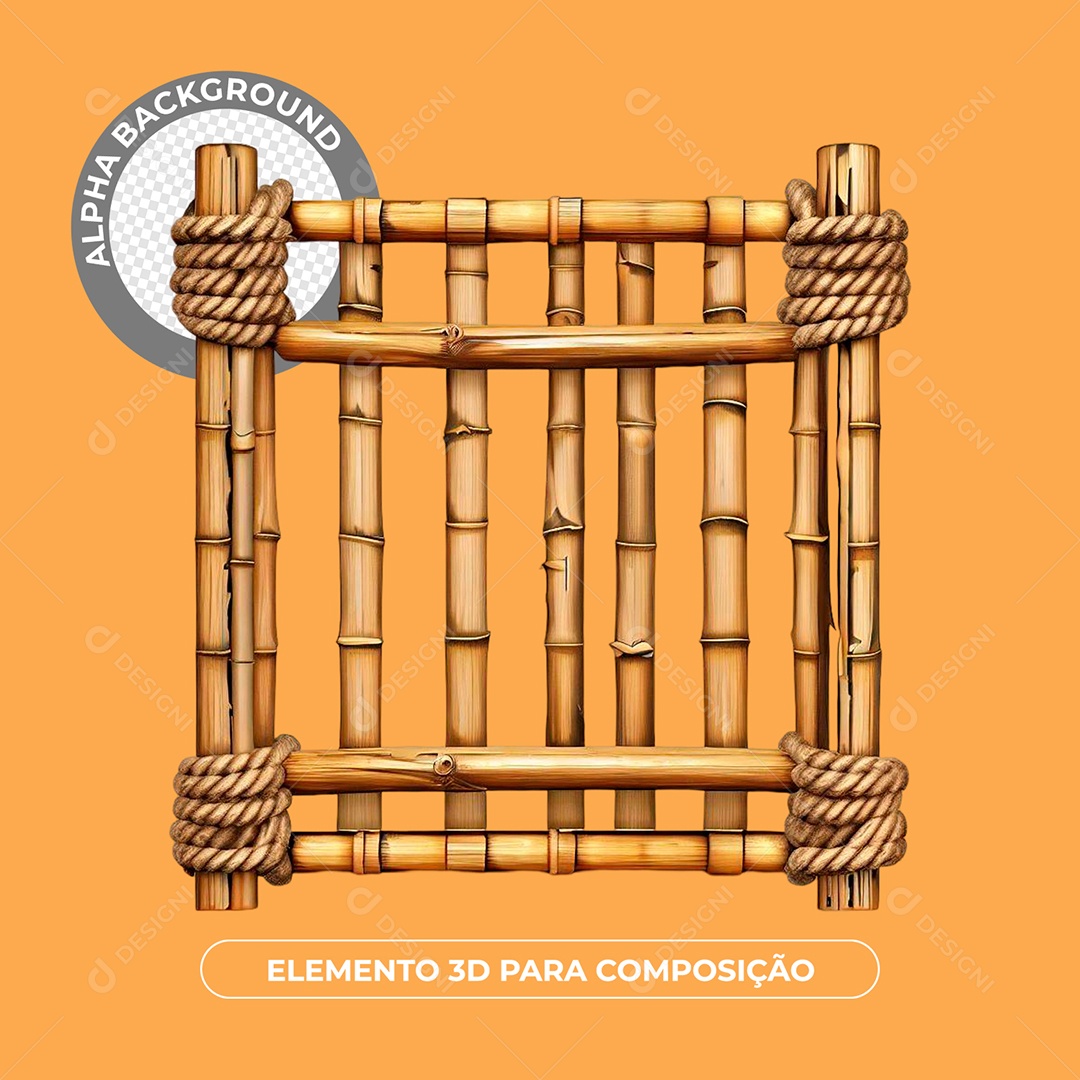 Painel De Bambu Elemento 3D Para Composição PSD