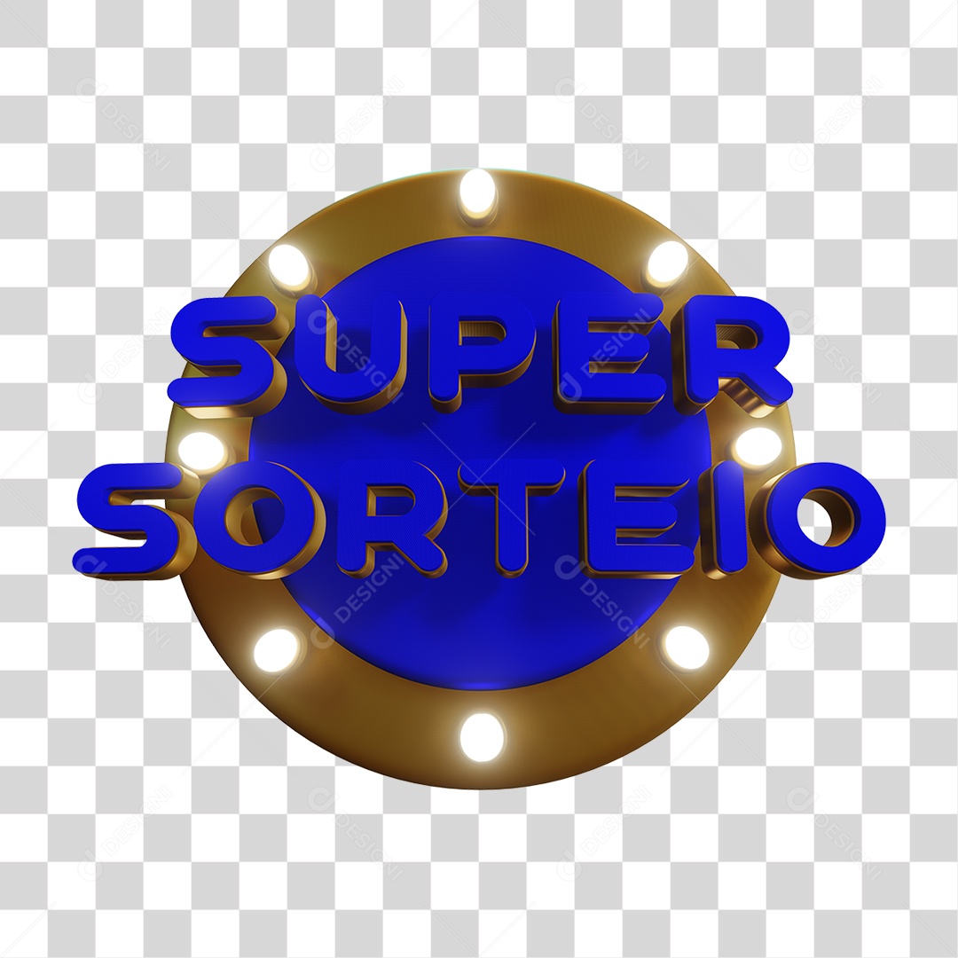 Selo 3D Super Sorteio Para Composição PNG Transparente