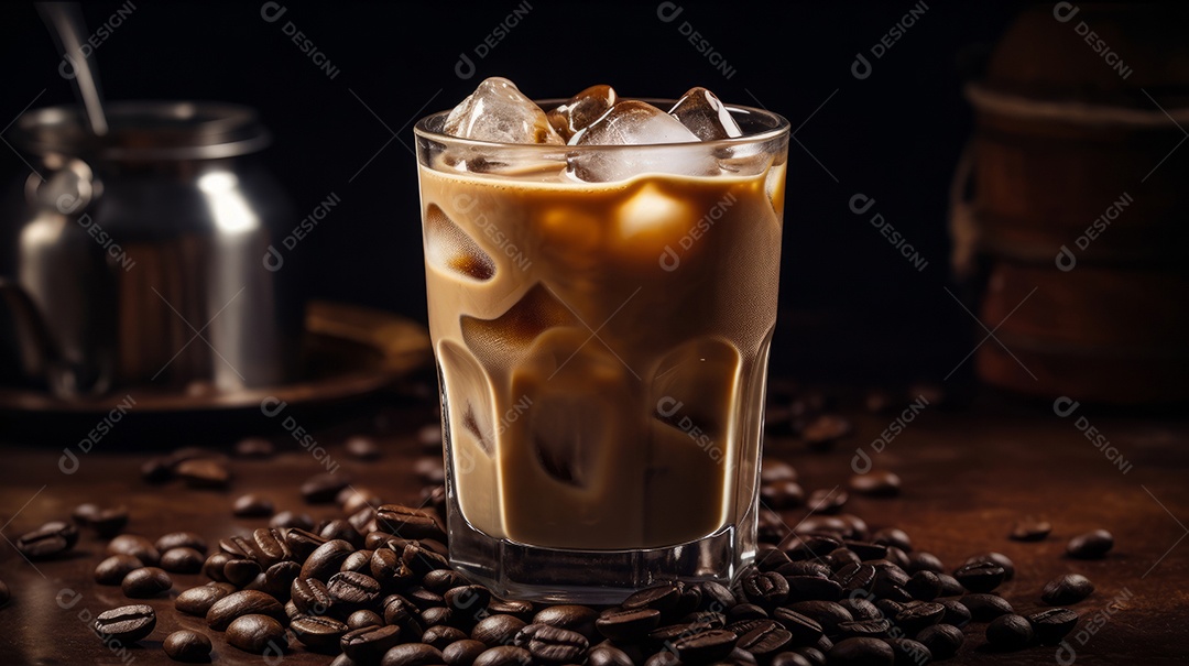 Xícaras de cappuccino em uma superfície de madeira.