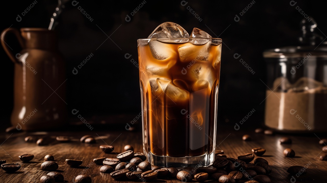 Xícaras de cappuccino em uma superfície de madeira.