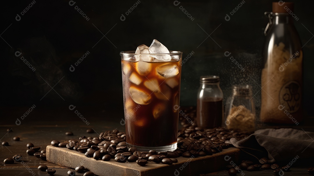 Xícaras de cappuccino em uma superfície de madeira.