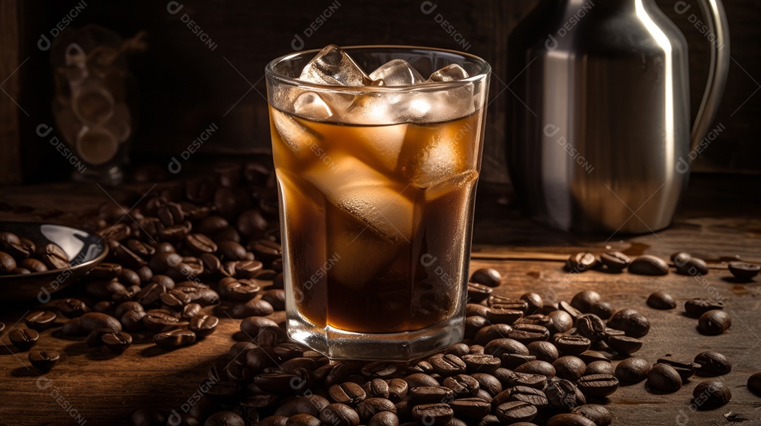 Xícaras de cappuccino em uma superfície de madeira.