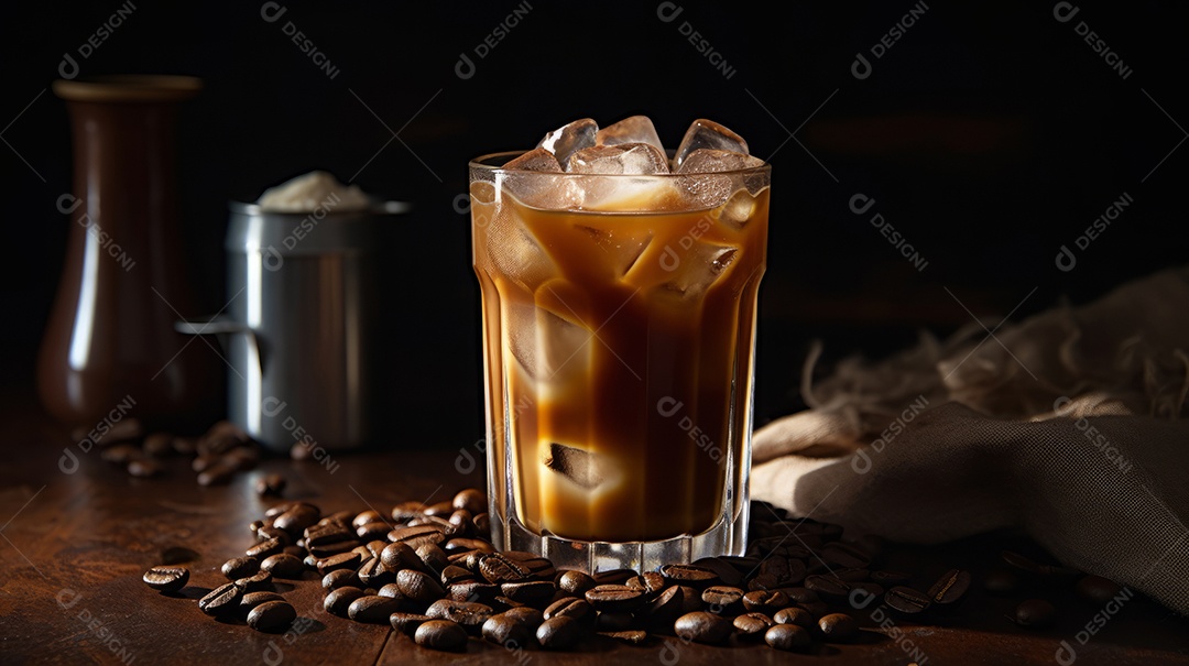 Xícaras de cappuccino em uma superfície de madeira.