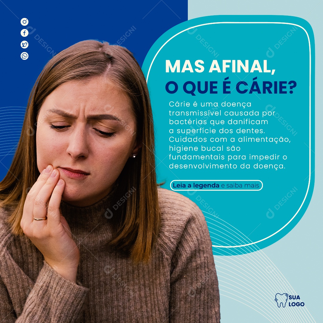 Social Media Feed Odontologia O Que E Cárie PSD Editavel