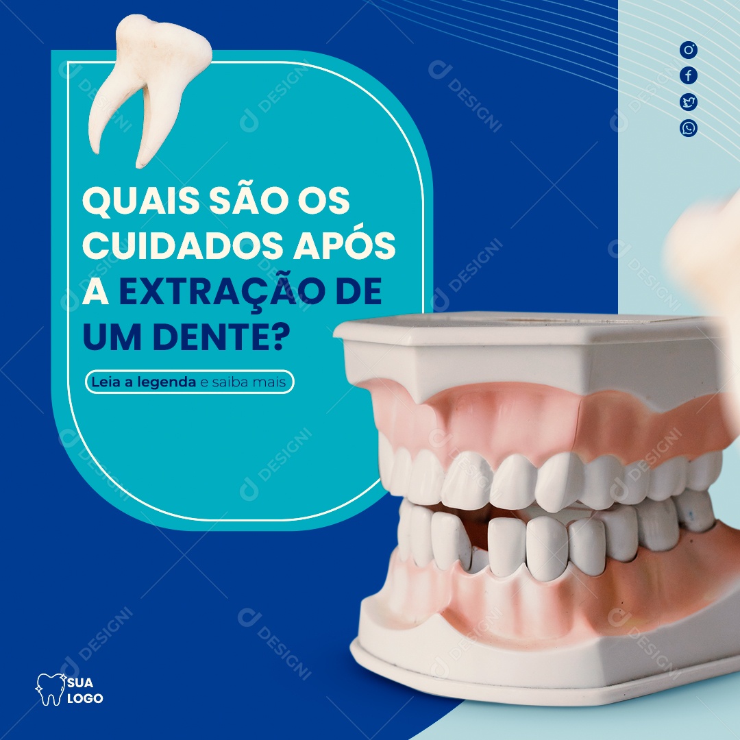 Social Media Feed Extração De Um Dente Odontologia PSD Editavel