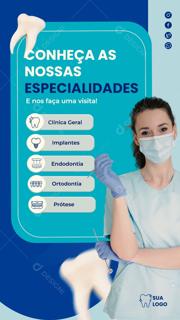 Storys Conheça Nossas Especialidades Social Media PSD Editavel