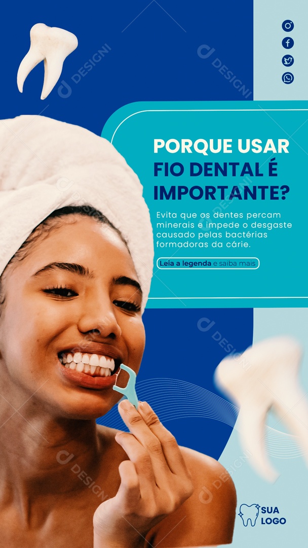 Story Porque Usar Fio Dental E Importante Odontologia Social Media PSD Editavel