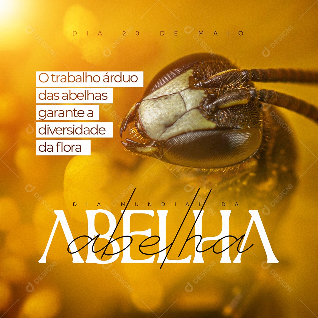 Os Trabalho Árduo Das Abelhas Garante A Diversidade Da Flora Dia Mundial Da Abelha Social Media PSD Editável
