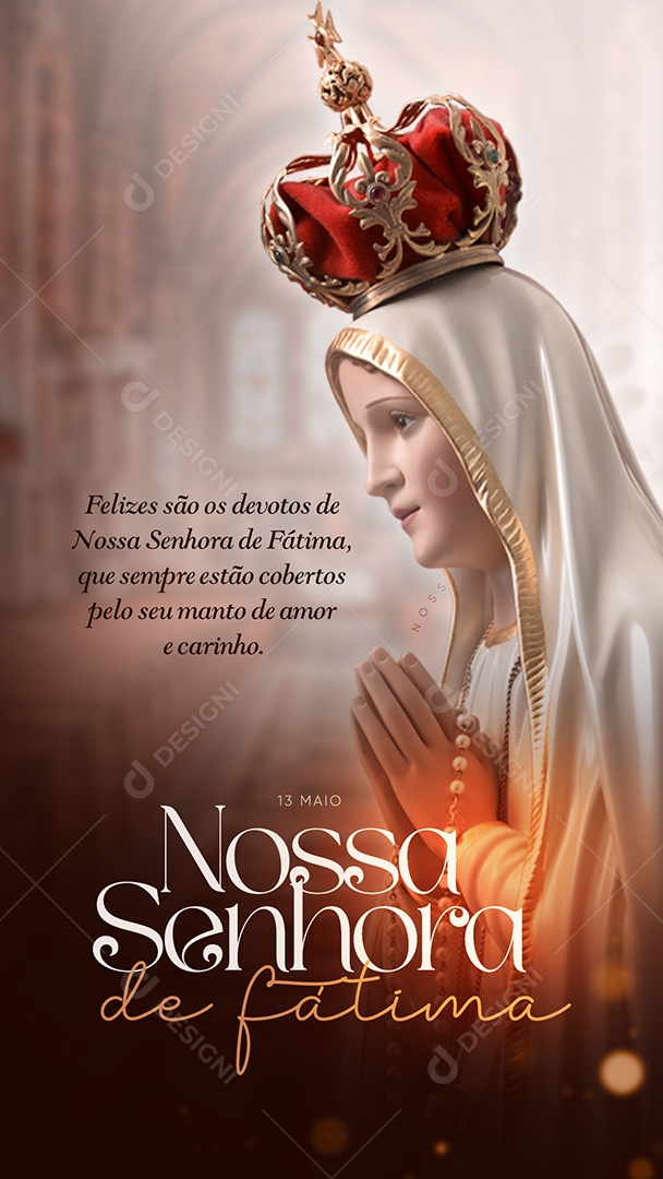 Social Media Story Felizes São Os Devotos Nossa Senhora De Fátima PSD Editavel