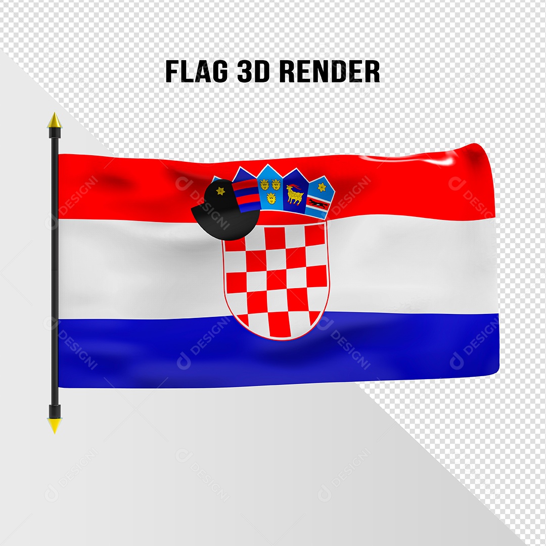 Bandeira Da Croácia Elemento 3D Para Composição PSD