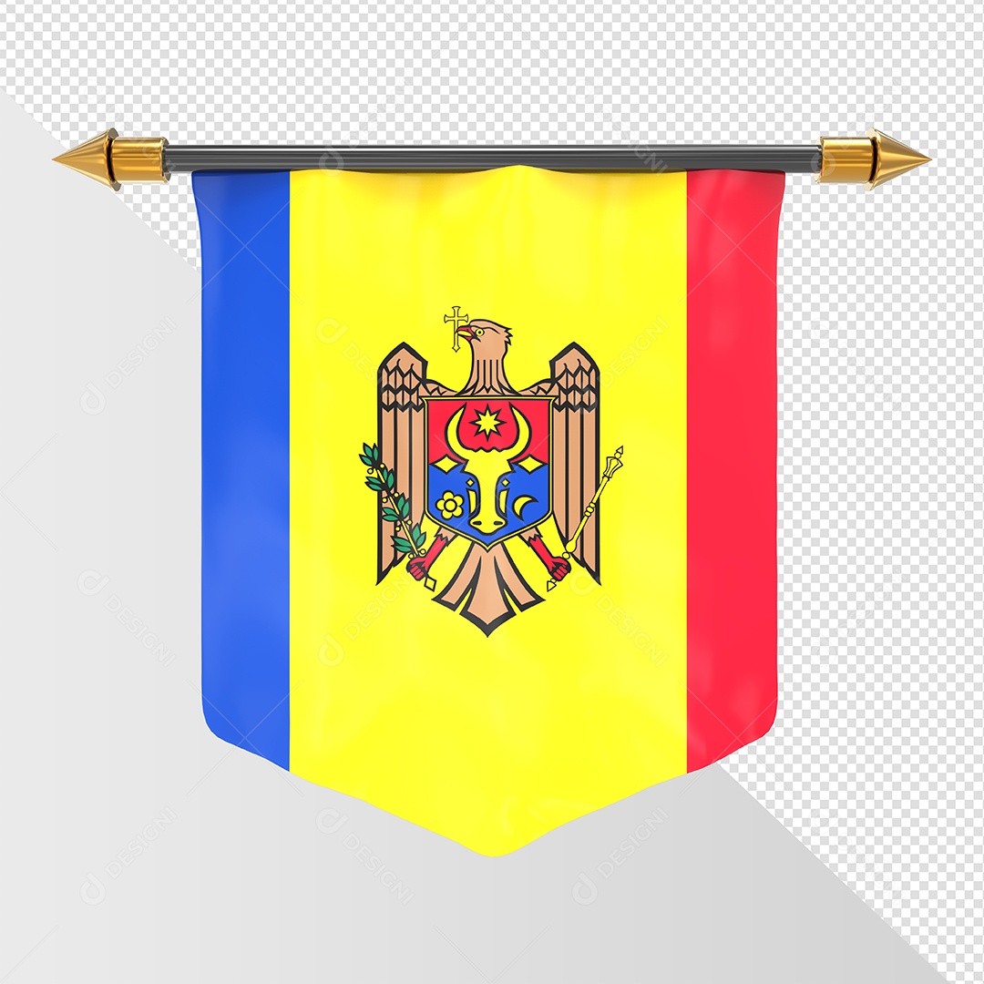 Bandeira Da Moldávia Elemento 3D Para Composição PSD