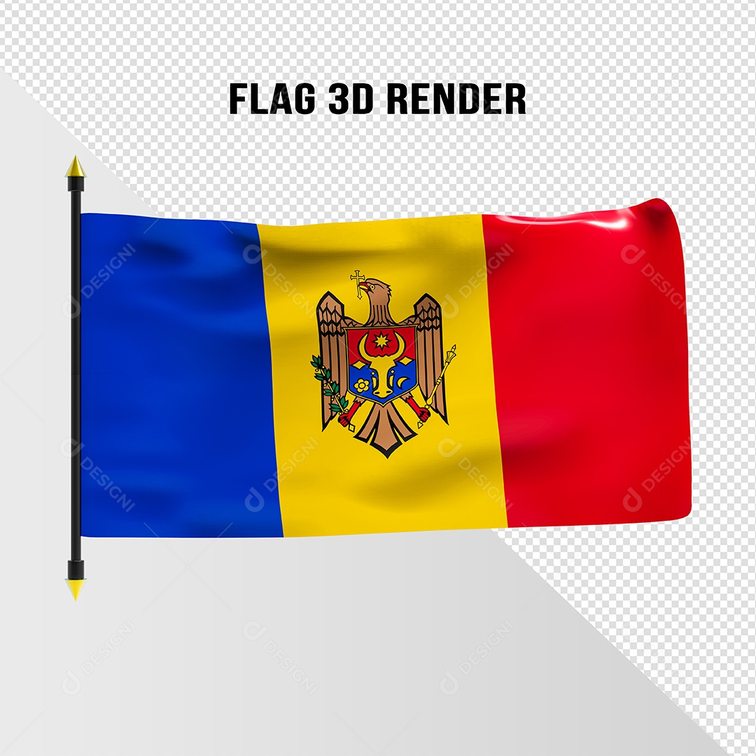 Bandeira Da Moldávia Elemento 3D Para Composição PSD