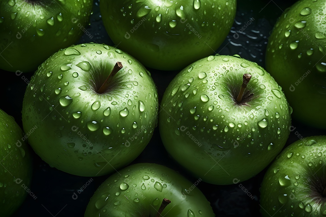 Maçãs verdes saborosas sobre fundo isolado