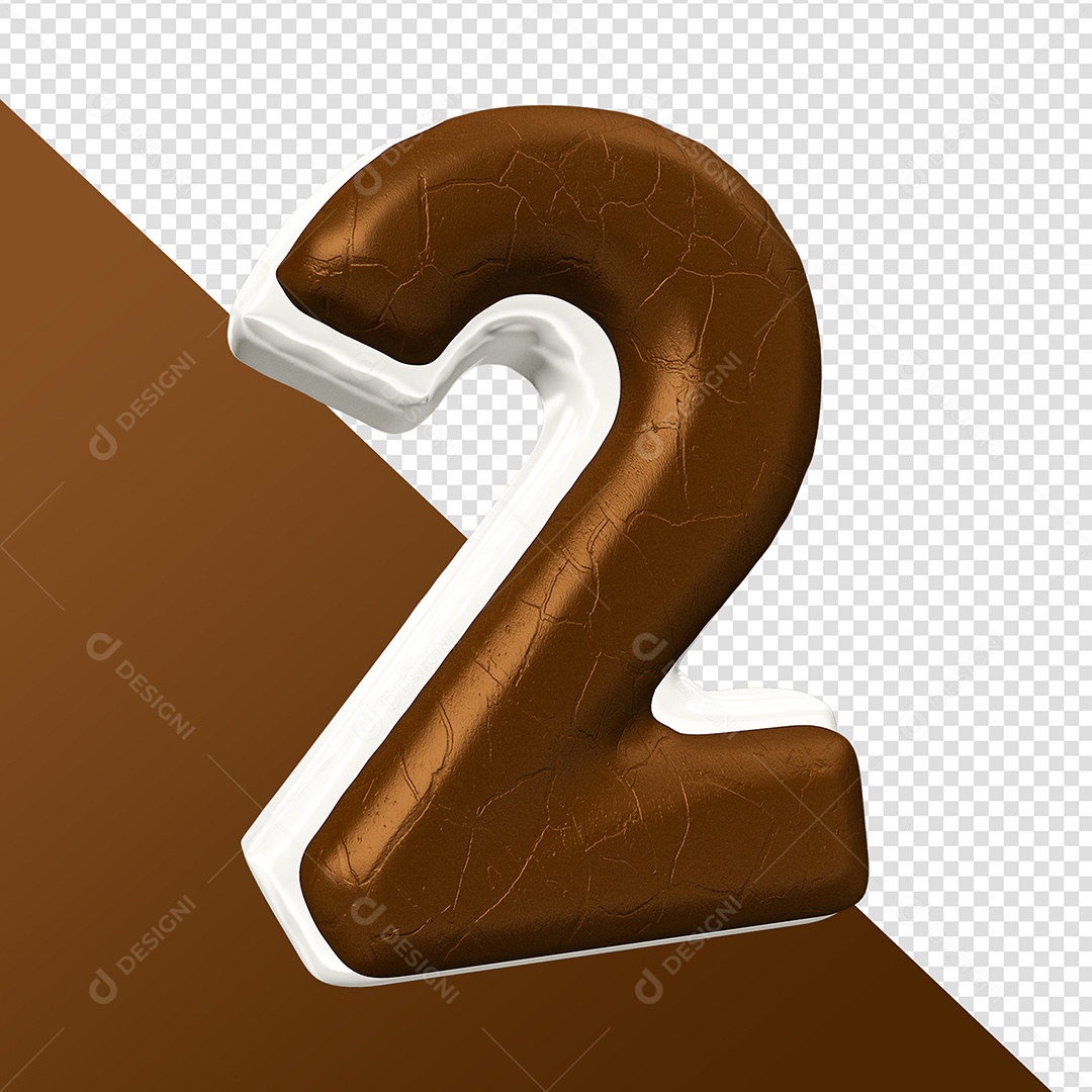 Número 2 Elemento 3D Para Composição PSD